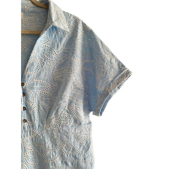 Like Love Pale Blue and White Eyelet Embroidered Maxi Dress 1X - Picture 5 of 8